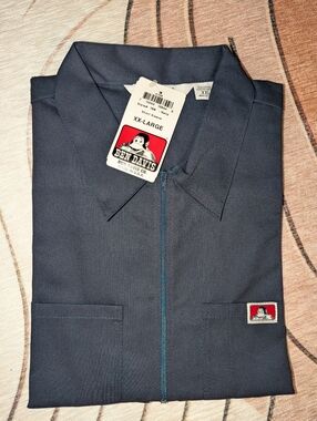 Ben Davis Railroad 1/2 Zip Short Sleeve Shirt, Navy,  NWT